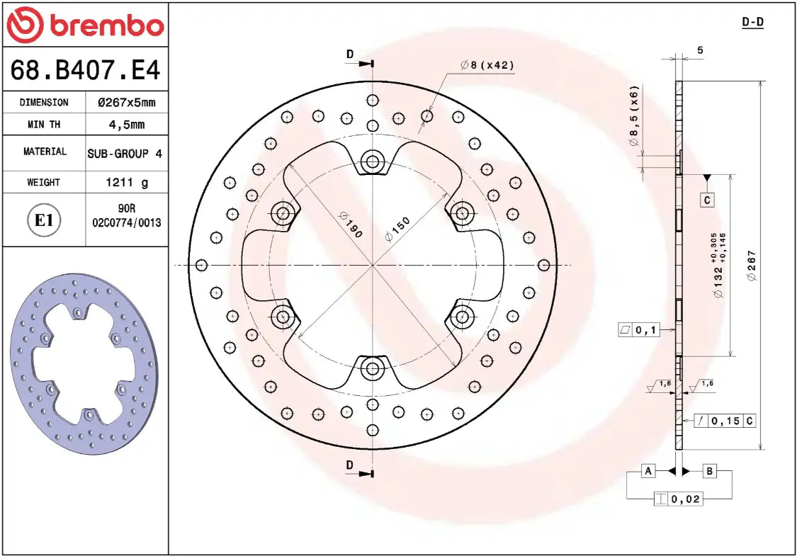 Brembo Serie Oro Prime Line Fixed Brake Disc FR/RR