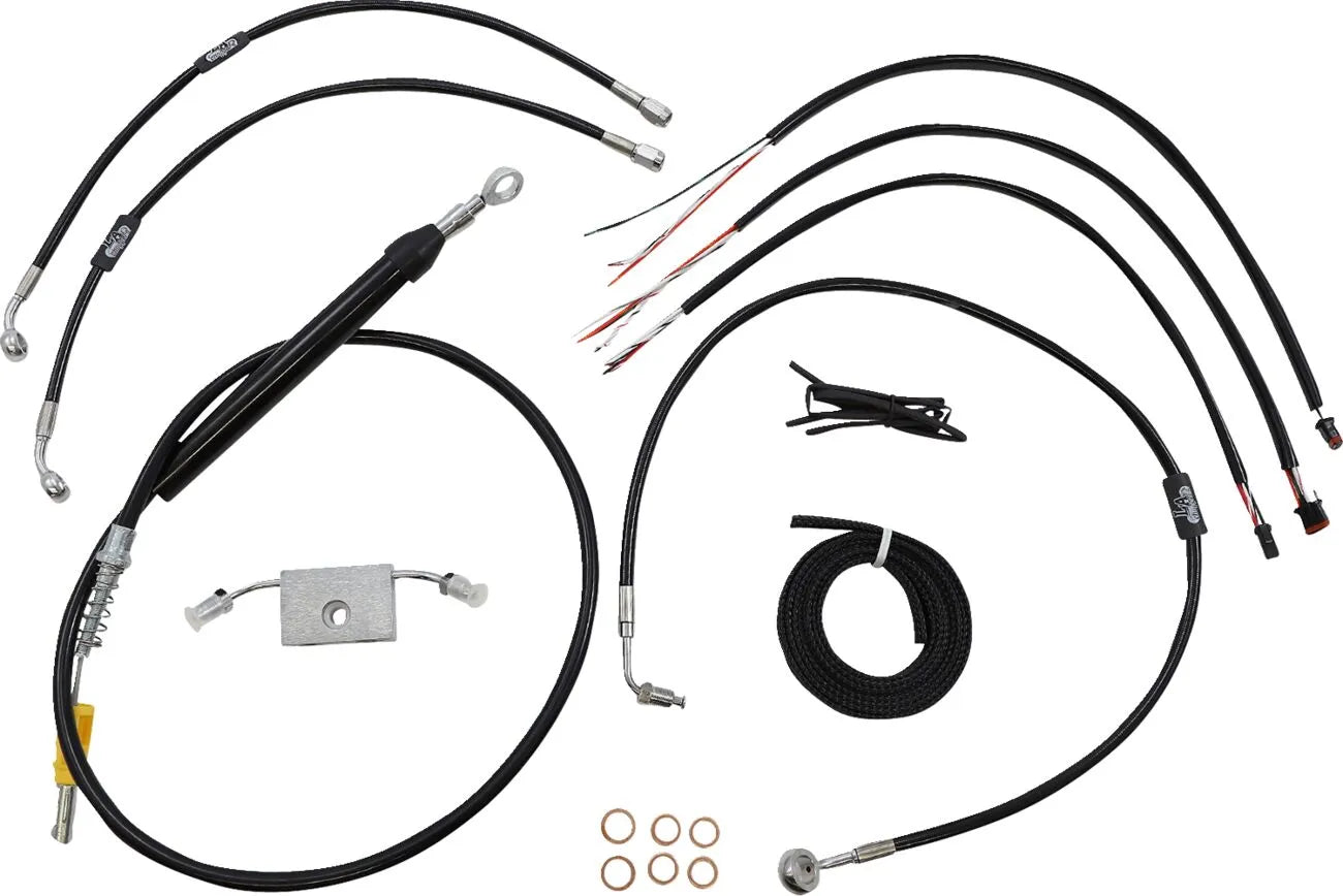 La Choppers Black Vinyl Braided Handlebar Cable Kit 12"-14" Apes