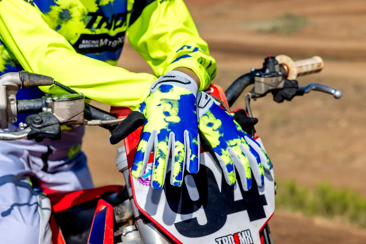 Thor Launchmode Bleach Mx Gloves - Black/Gray/Purple/Acid