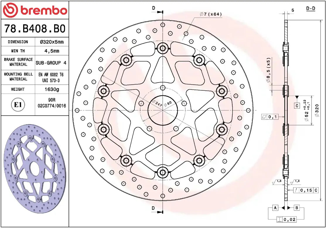 Brembo Serie Oro Floating Brake Rotor
