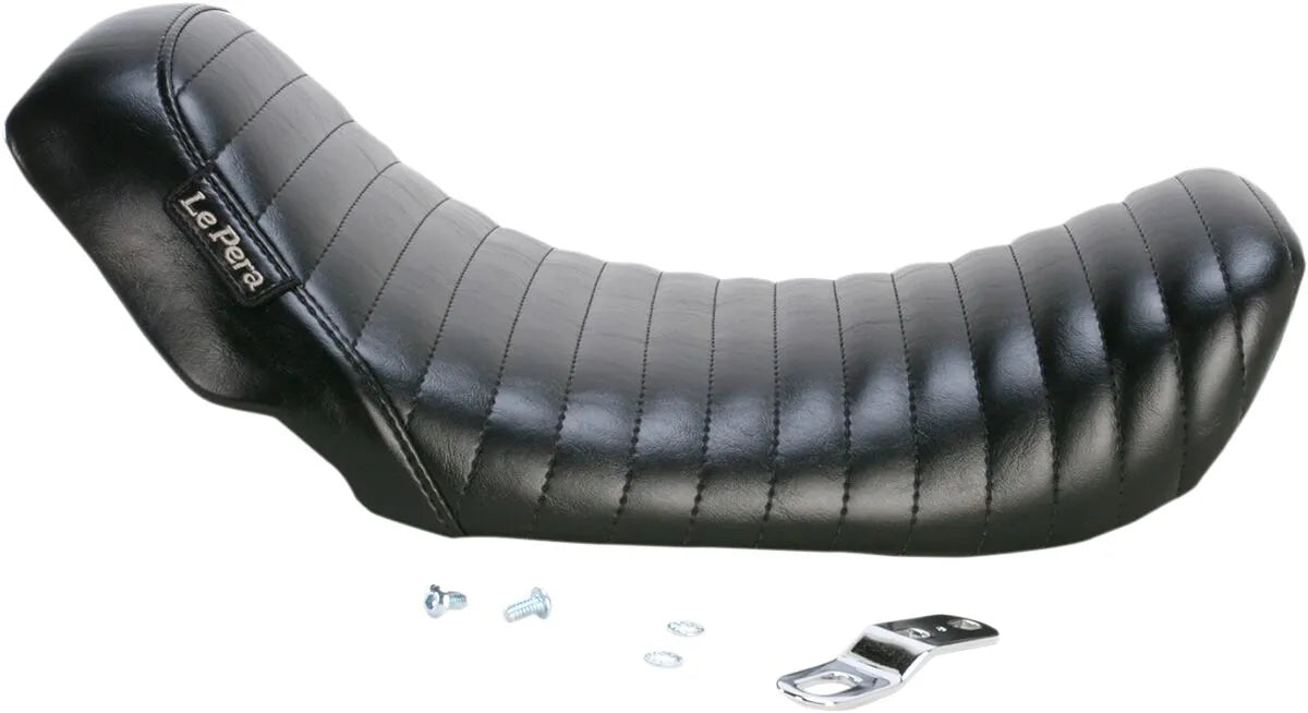 Le Pera Bare Bones Solo Seat - Black Pleated Vinyl - For Harley Davidson
