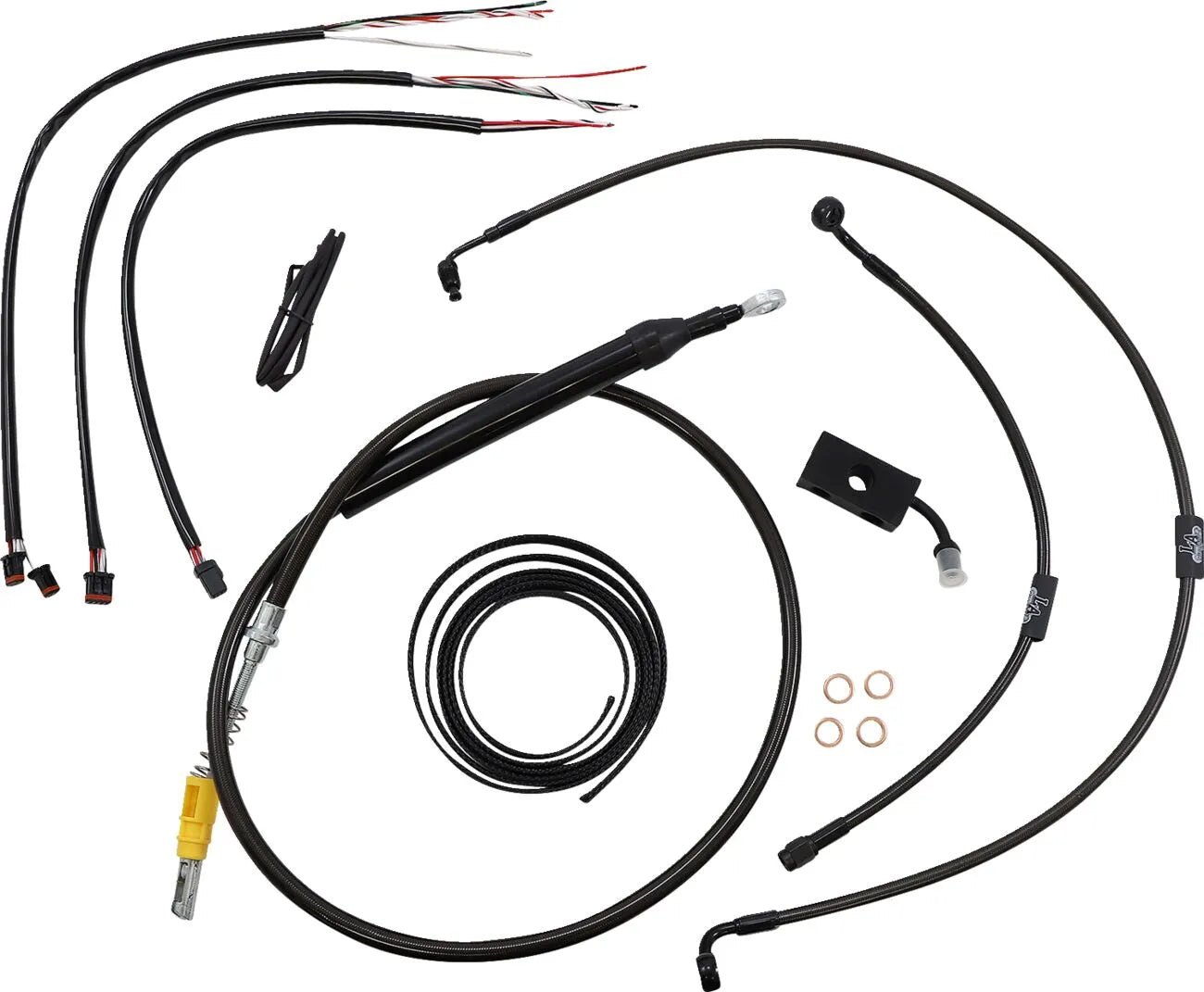 La Choppers Midnight Braided Cable/Brake Kit for 15"-17" Ape