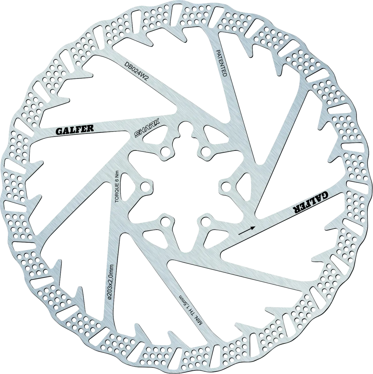Galfer Shark 6-Bolt Brake Rotor for Disc Brake Systems
