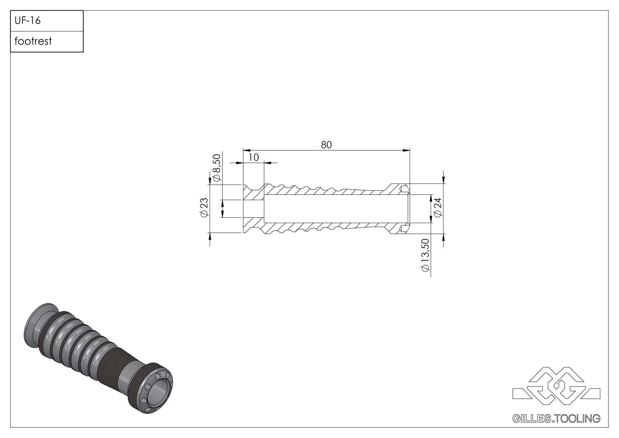 GILLES TOOLING UF16 Pillion Footpeg Set