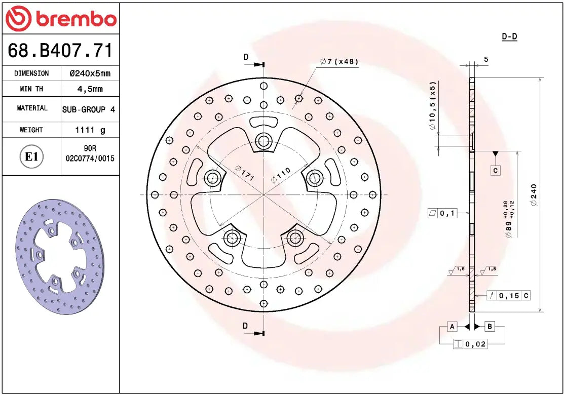Brembo Serie Oro Feste Bremsscheibe - Prime Line - Vorne