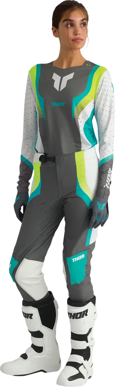 Thor Women's Sportmode Iconic Mx Gloves - Aqua/Black/Gray
