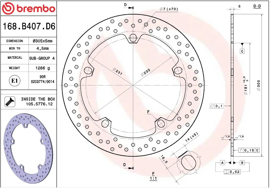 Brembo Serie Oro Fixed Brake Rotor Prime Line - Front