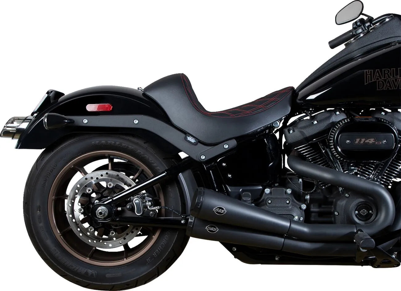 Drag Specialties Solo Seat - Black/red - For Harley Davidson