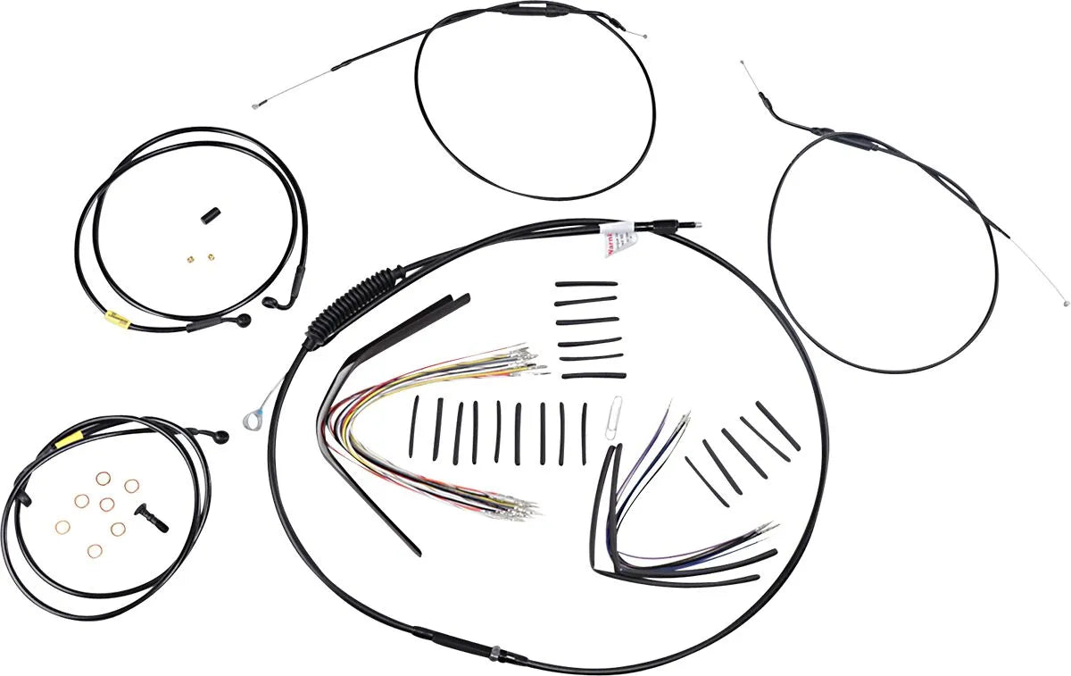 Burly Brand Complete Black Vinyl Handlebar Cable Kit for Ape