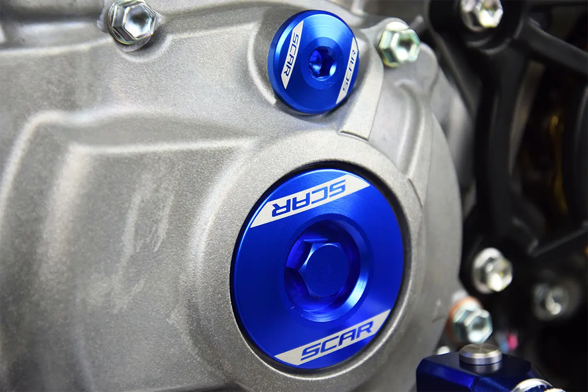 Scar Engine Plug For Motorcycle - Blue Anodized Aluminum