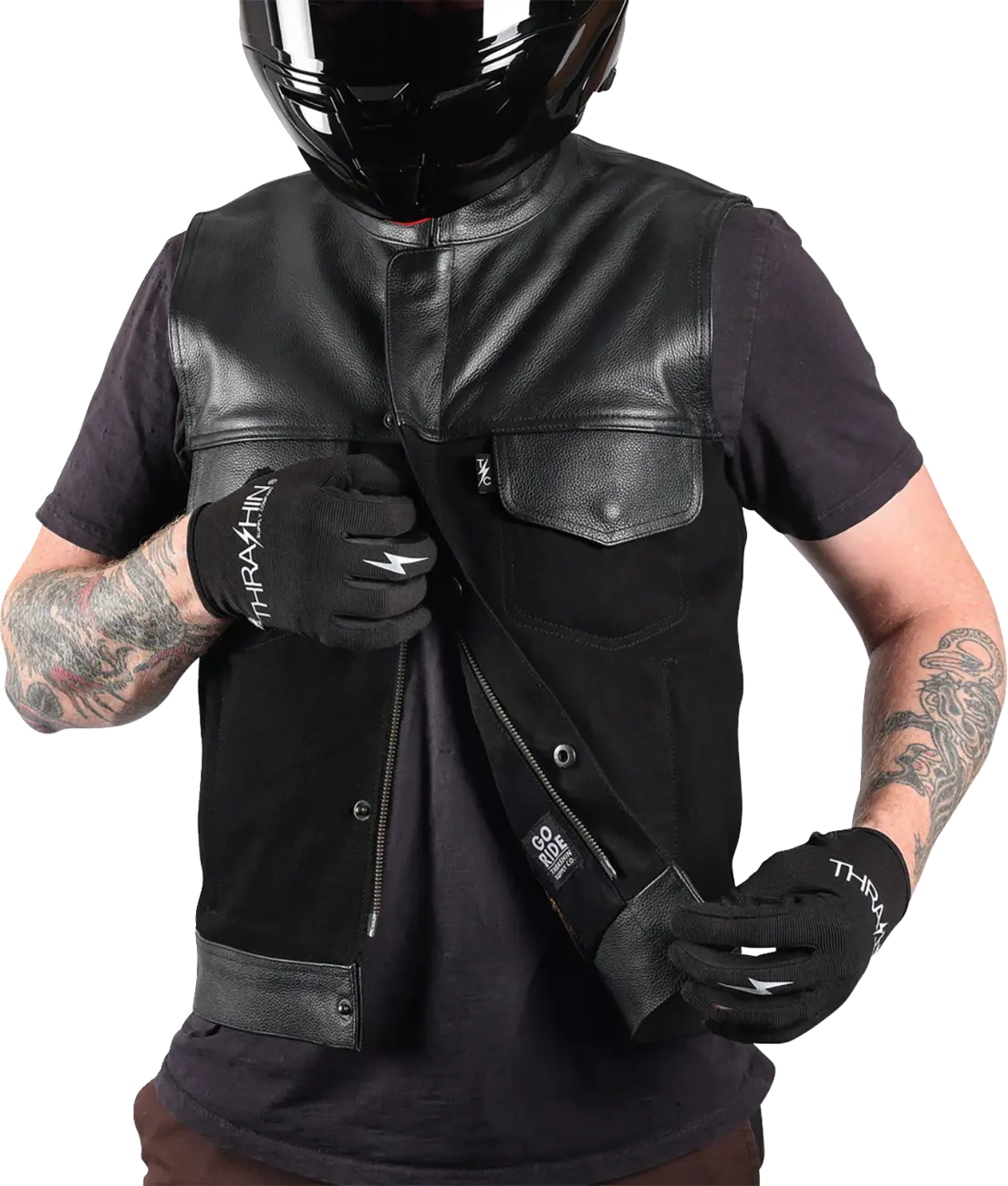 Thrashin Supply Co - Kanan Leather Denim Riding Vest