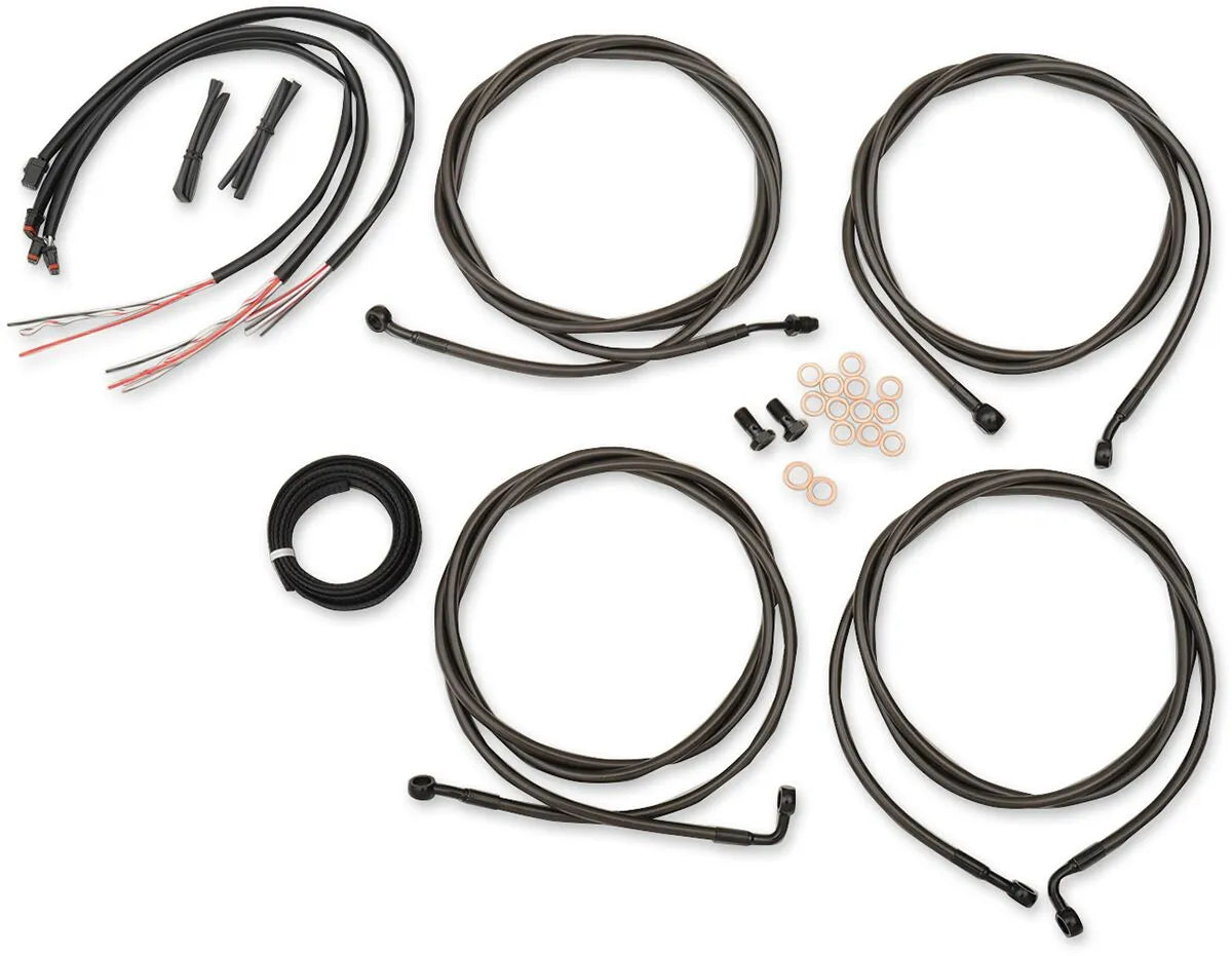 LA CHOPPERS Midnight Braided Cable/Brake Line Kit for Handlebars