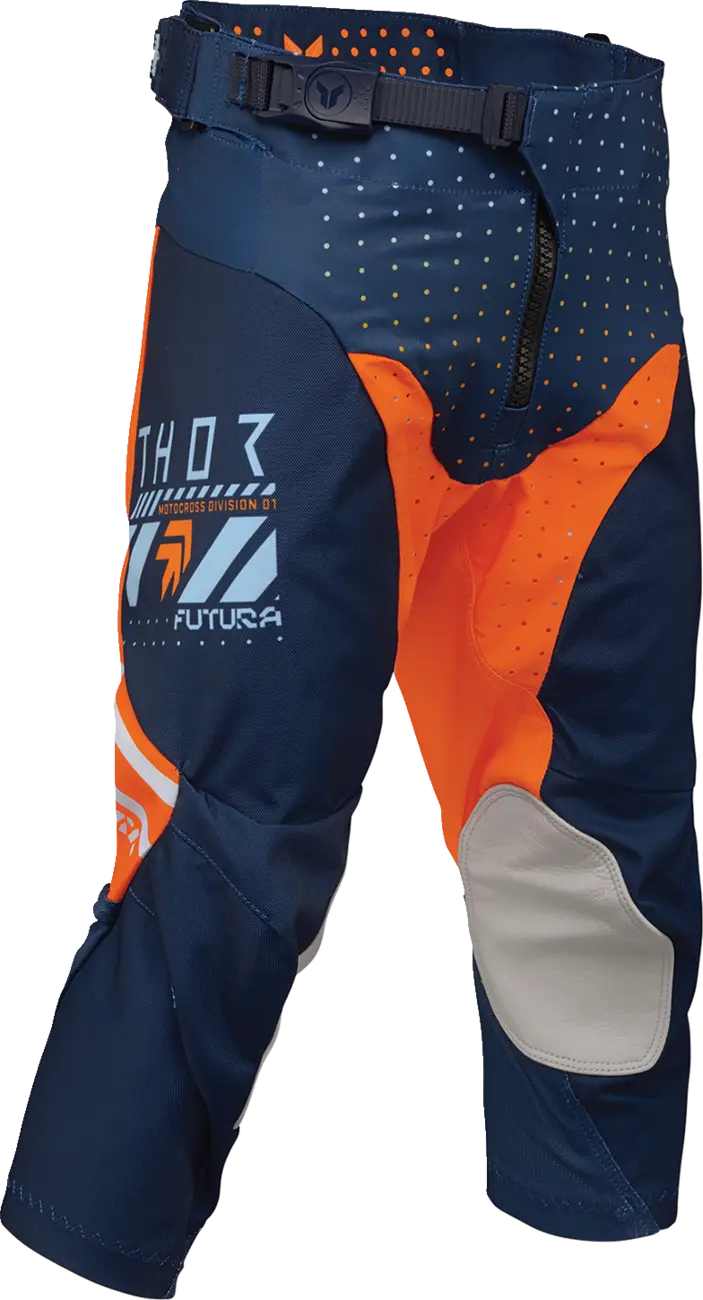 Thor Youth Launchmode Futura Racewear Pants - Light Blue/Orange/Navy