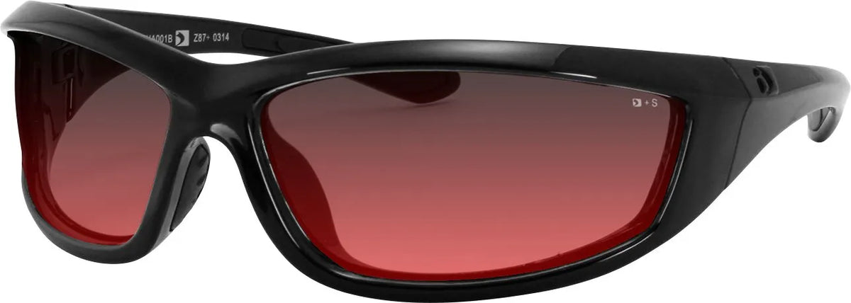 Bobster Charger Sunglasses Black with Rose Lens