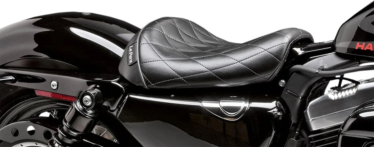 Le Pera Bare Bones Solo Seat - Diamond Stitch - For Harley Davidson