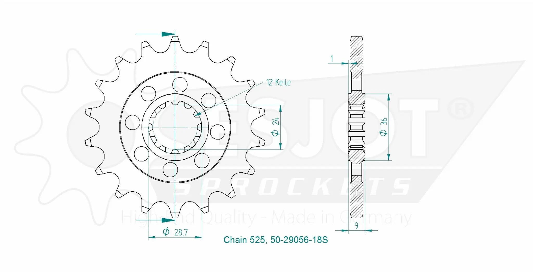 Esjot 525 Front Sprocket - High-performance Steel