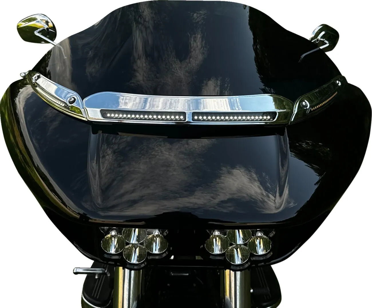 Custom Dynamics Windshield Trim - Chrome/white Leds