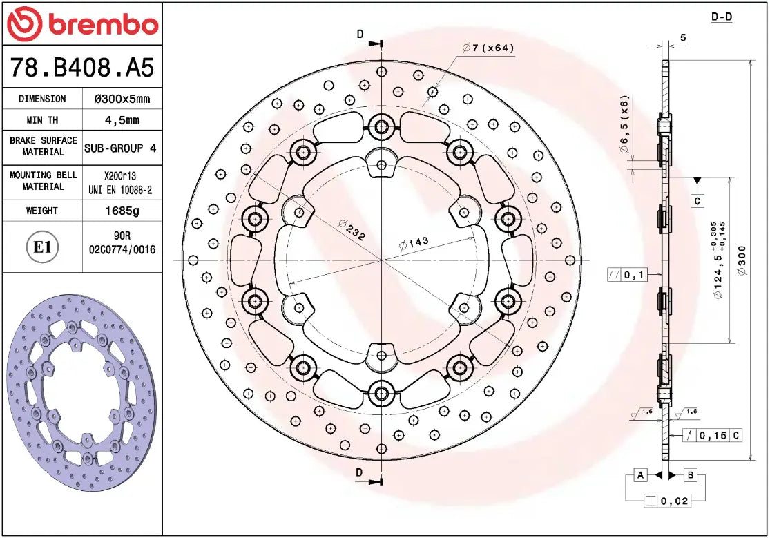 Brembo Serie Oro Brake Rotor Floating Prime Line - Front