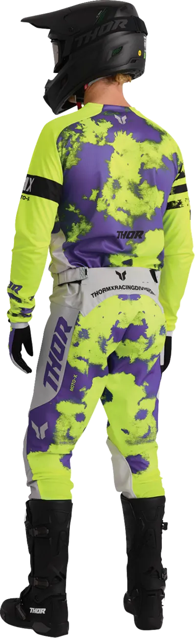 Thor Launchmode Bleach Mx Gloves - Black/Gray/Purple/Acid