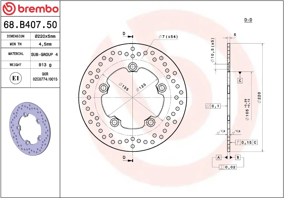 Brembo Serie Oro Prime Line Fixed Brake Rotor - Rear