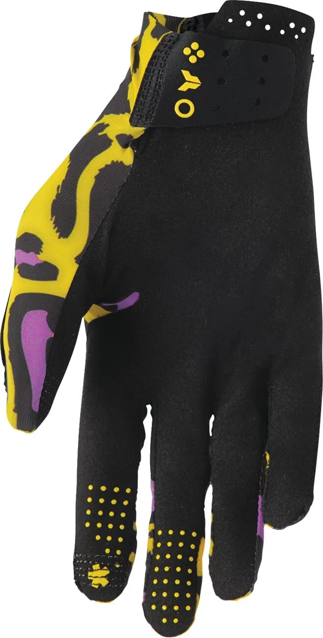 Thor Sportmode Cheetah Gloves - Black/Purple/Yellow