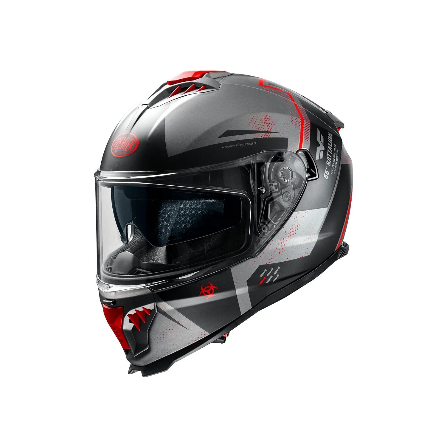 Premier Helmets Typhoon Ba Full Face Helmet - Gray/red/black