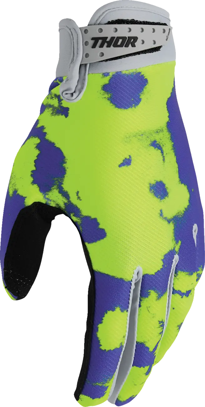 Thor Launchmode Bleach Mx Gloves - Black/Gray/Purple/Acid