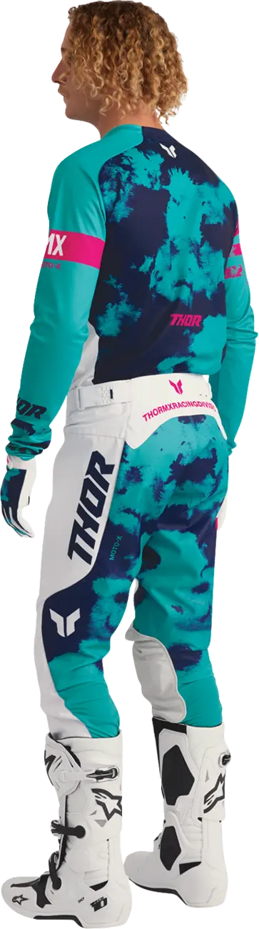 Thor Launchmode Bleach Mx Gloves - Aqua/White/Dark Blue