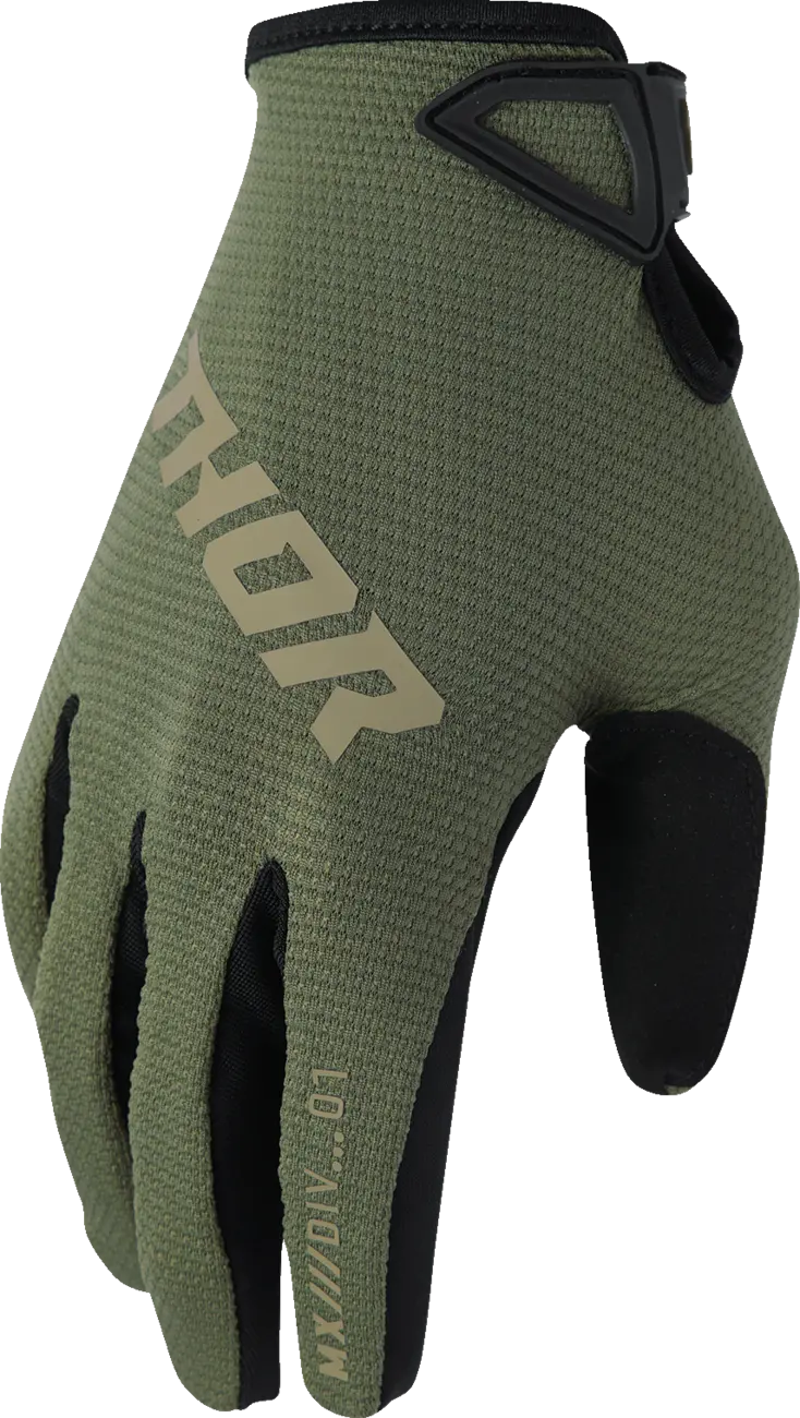 Thor Youth Ridemode Static Mx Gloves - Black/Camo Green