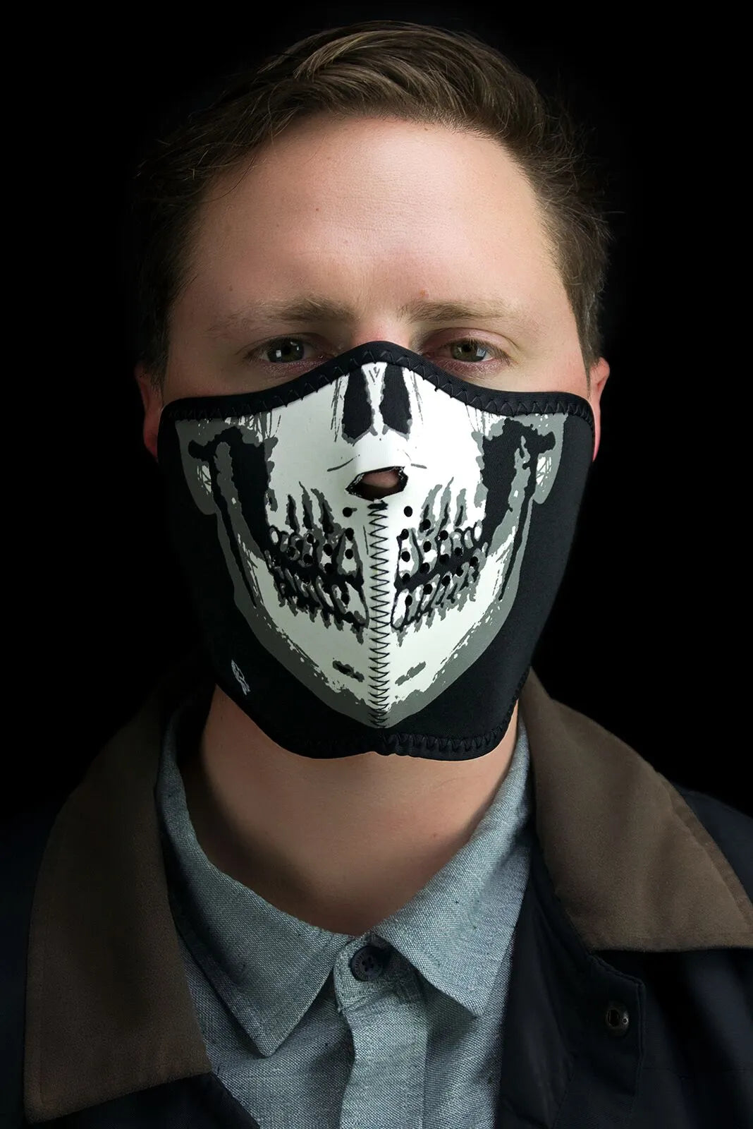 Zan Headgear Neoprene Half Mask Glow Skull Face