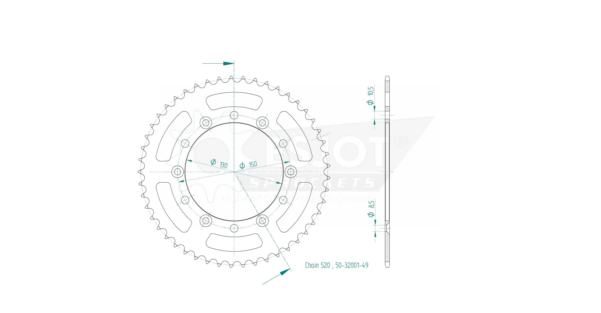 Esjot 520 Rear Sprocket - High-quality Steel