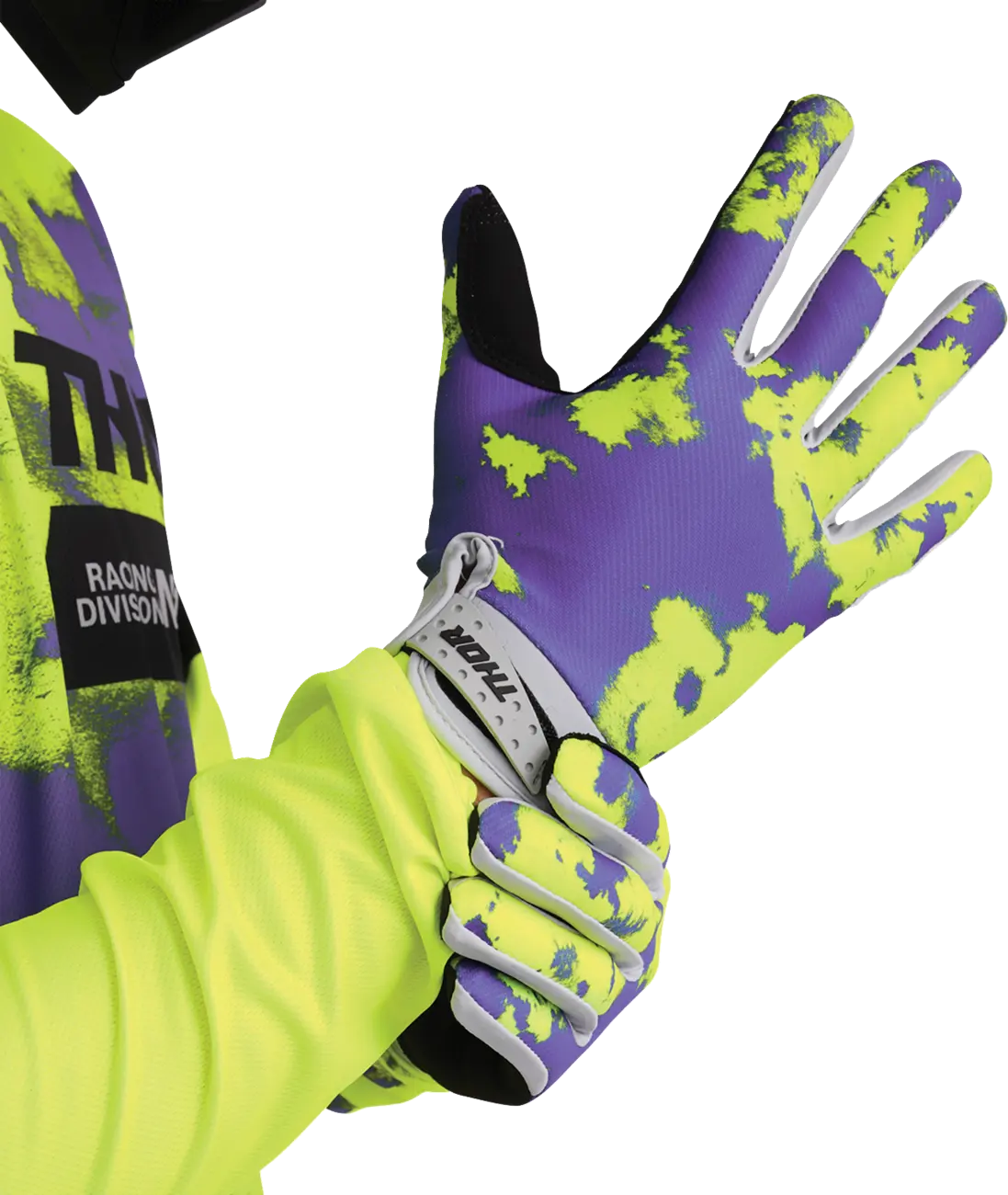 Thor Launchmode Bleach Mx Gloves - Black/Gray/Purple/Acid