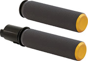 Arlen Ness Knurled Grips - Black/gold, 1"