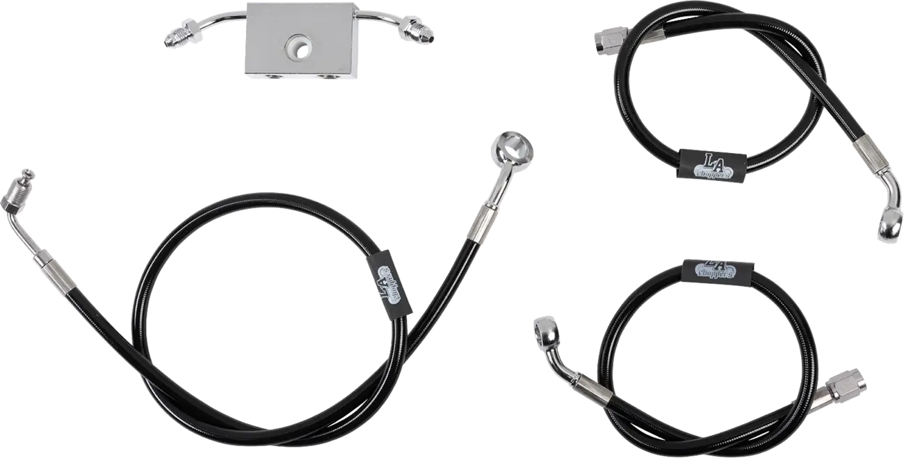 La Choppers Schwarz Geflochtener Bremsleitungssatz Mit Abs