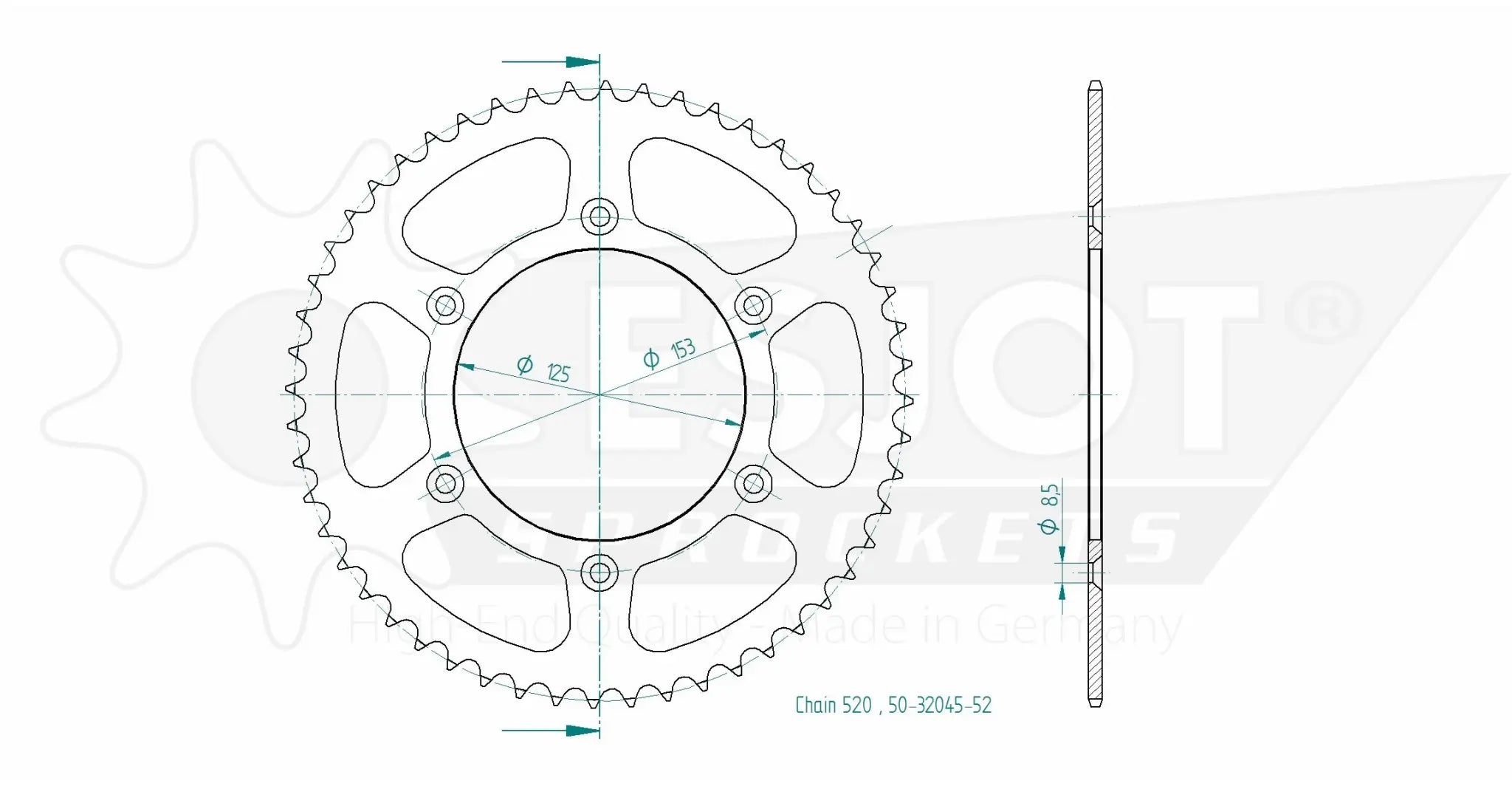 Esjot 520 Rear Sprocket - High-quality Steel