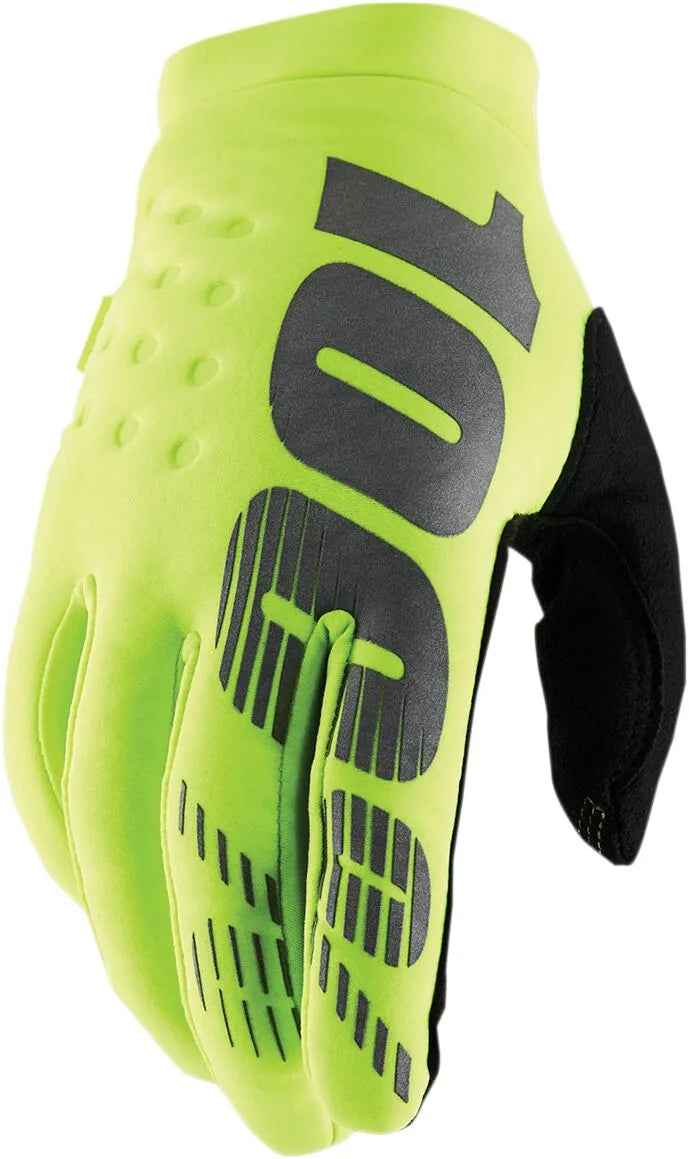 100% Youth Brisker Cold Weather Gloves - Black/Fluorescent Yellow