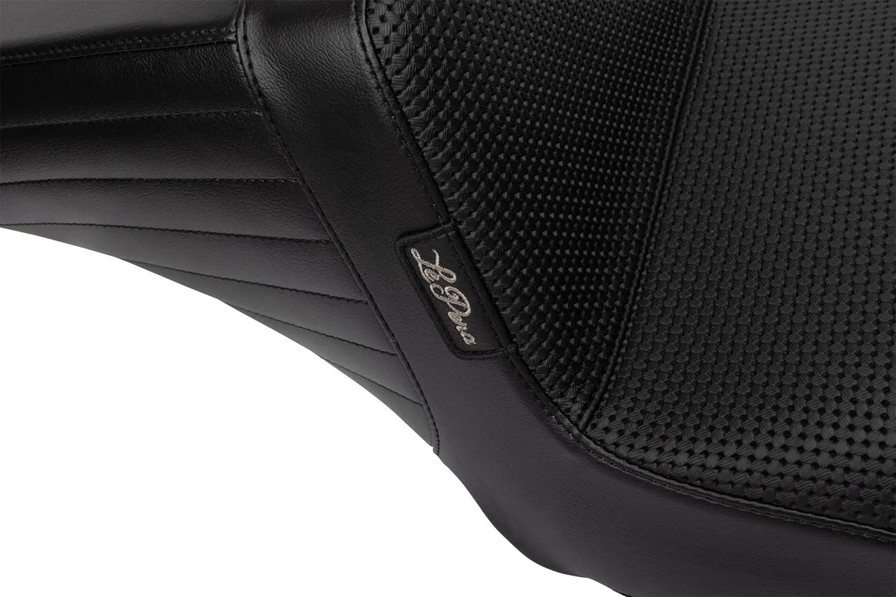 Le Pera Kickflip Seat - Black Vinyl, Basketweave - For Harley Davidson