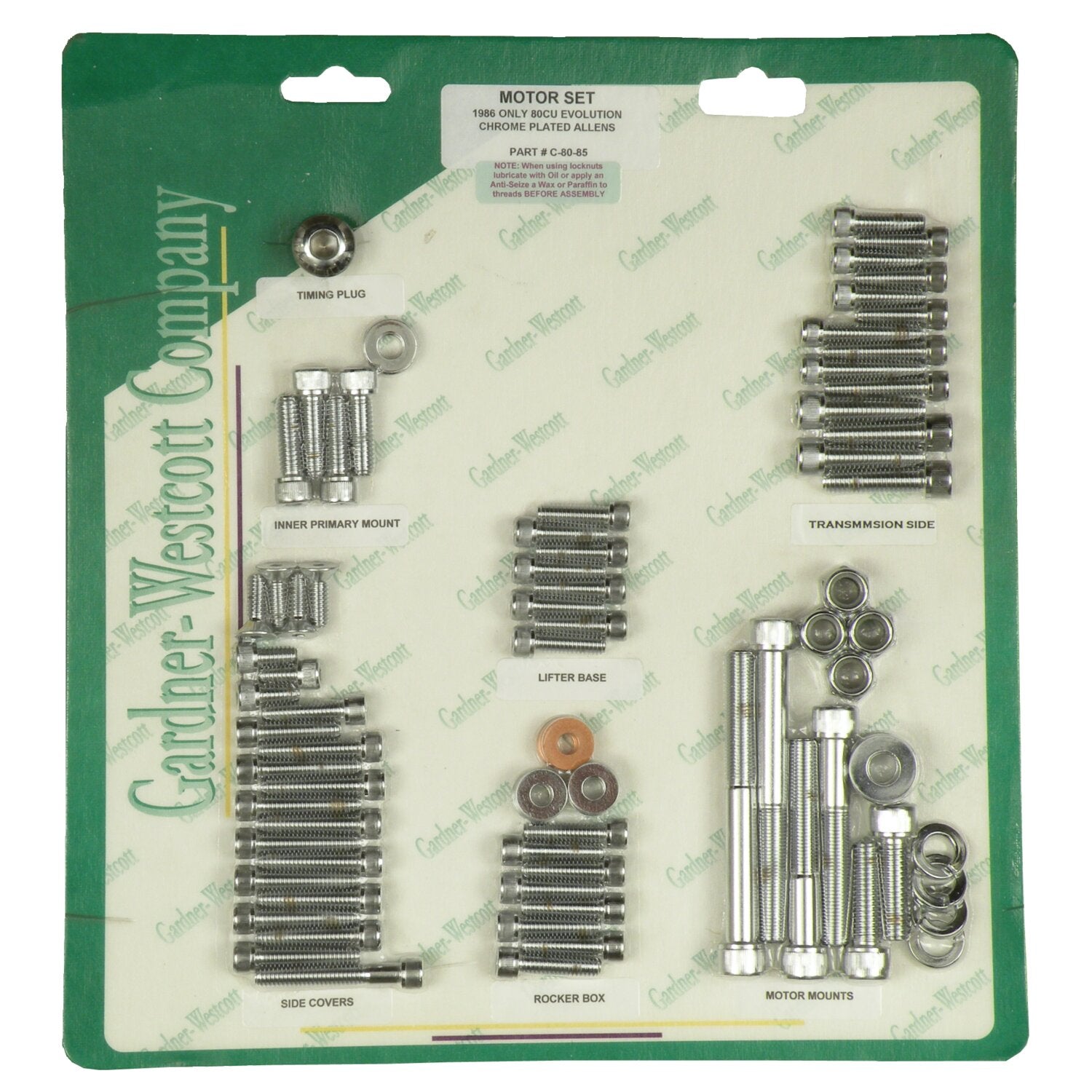 Gardner-Westcott Motor screw sets chrome allen