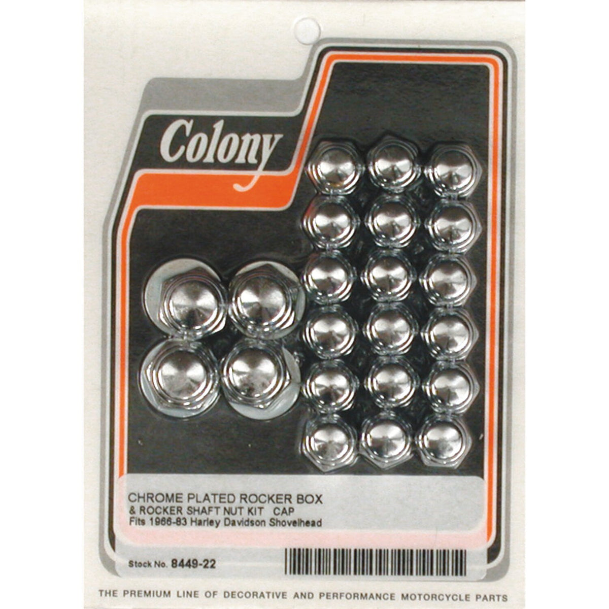 Colony Shovel rocker box top nut kit - Chrome Cap style