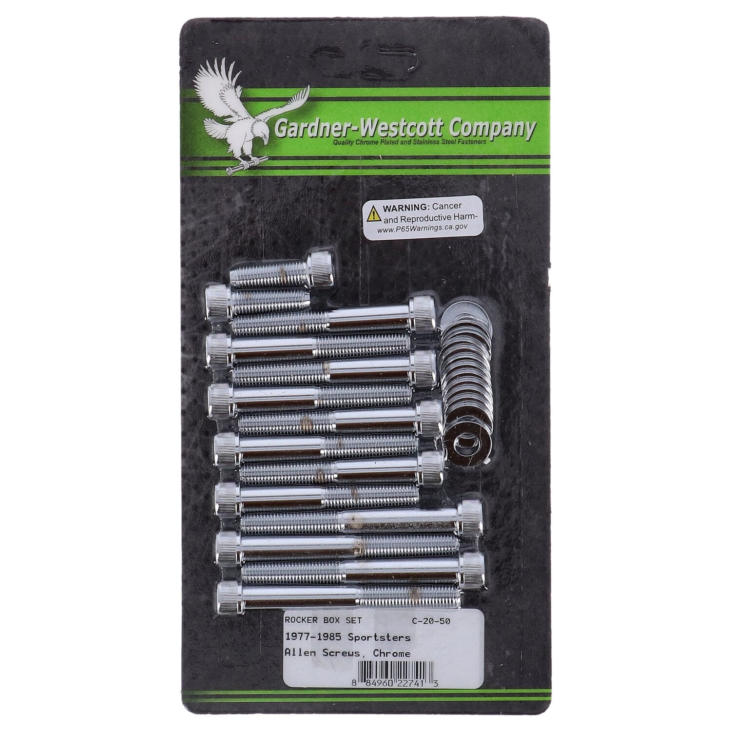 Gardner-Westcott Sportster rocker box bolt kit - Allenhead chrome