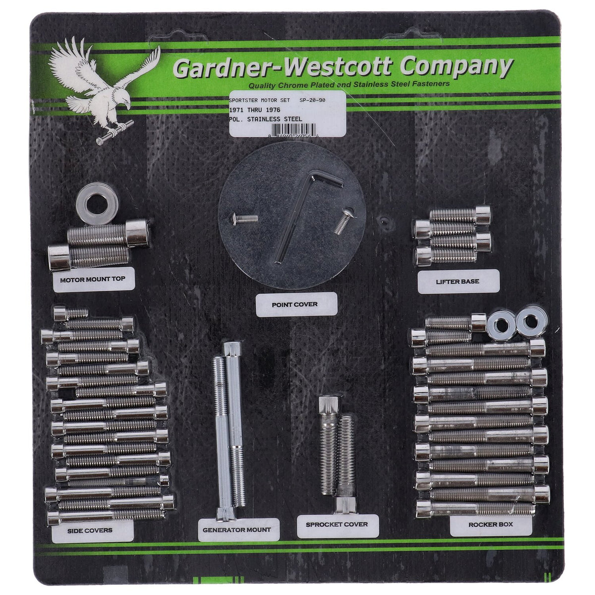 Gardner-Westcott Motor screw set polished ss allen