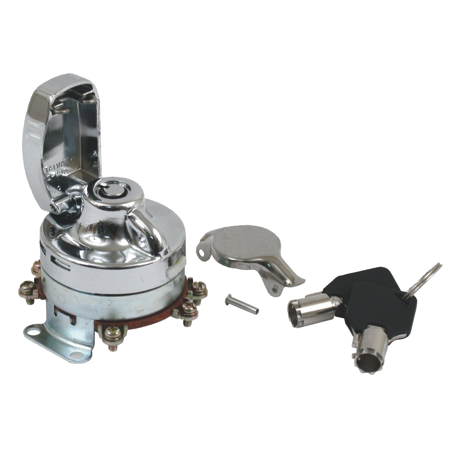 MCS FL style ignition switch 'electronic' - round key chrome