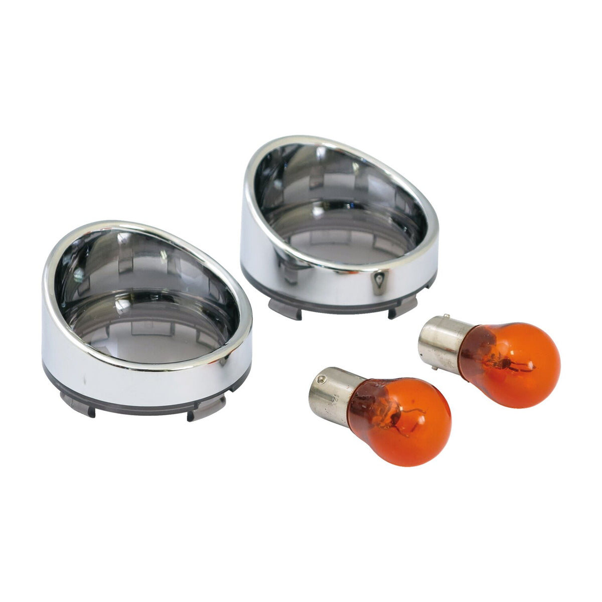 MCS Turn signal lens set with visor - Light smoke lens amber bulb