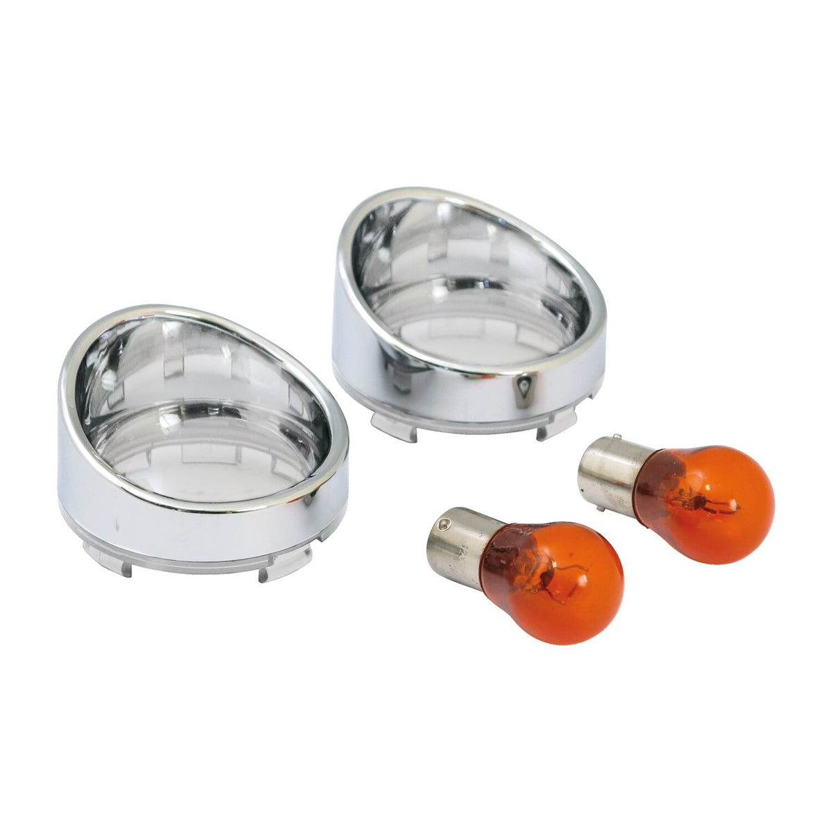 MCS Turn signal lens set with visor - Clear lens amber bulb