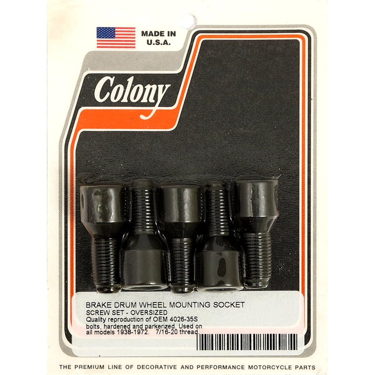 Colony mount bolt set for brake drum - Oversized threads