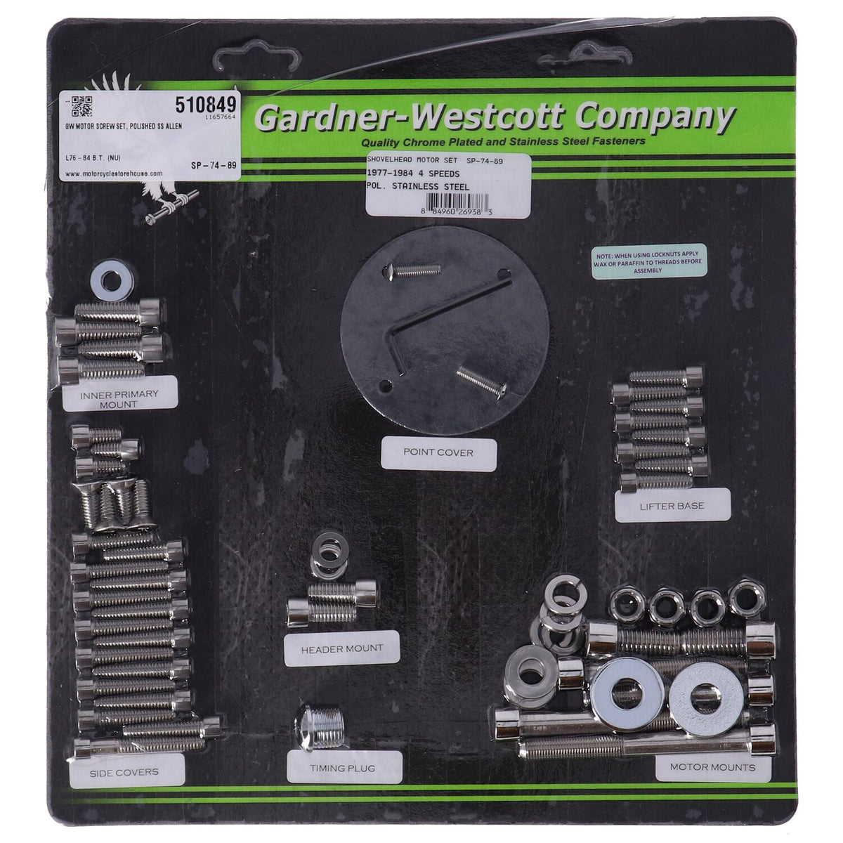 Gardner-Westcott Motor screw set polished ss allen