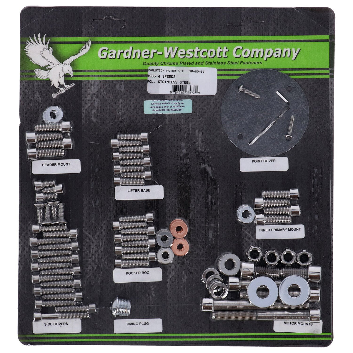 Gardner-Westcott Motor screw set polished ss allen