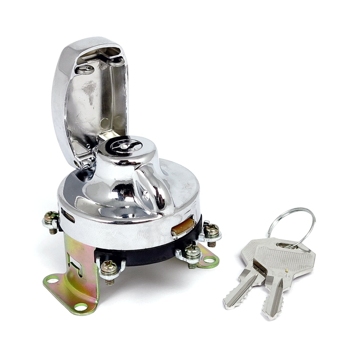 MCS FL style ignition switch - 5-pole flat key chrome