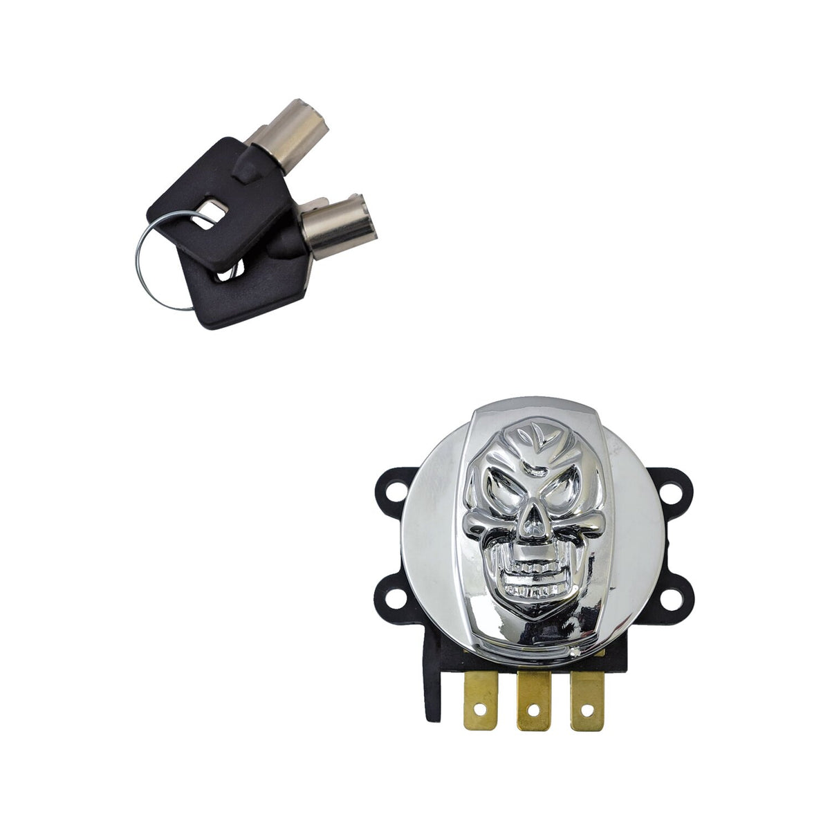 MCS 96-up ignition switch side hinge type - Skull chrome