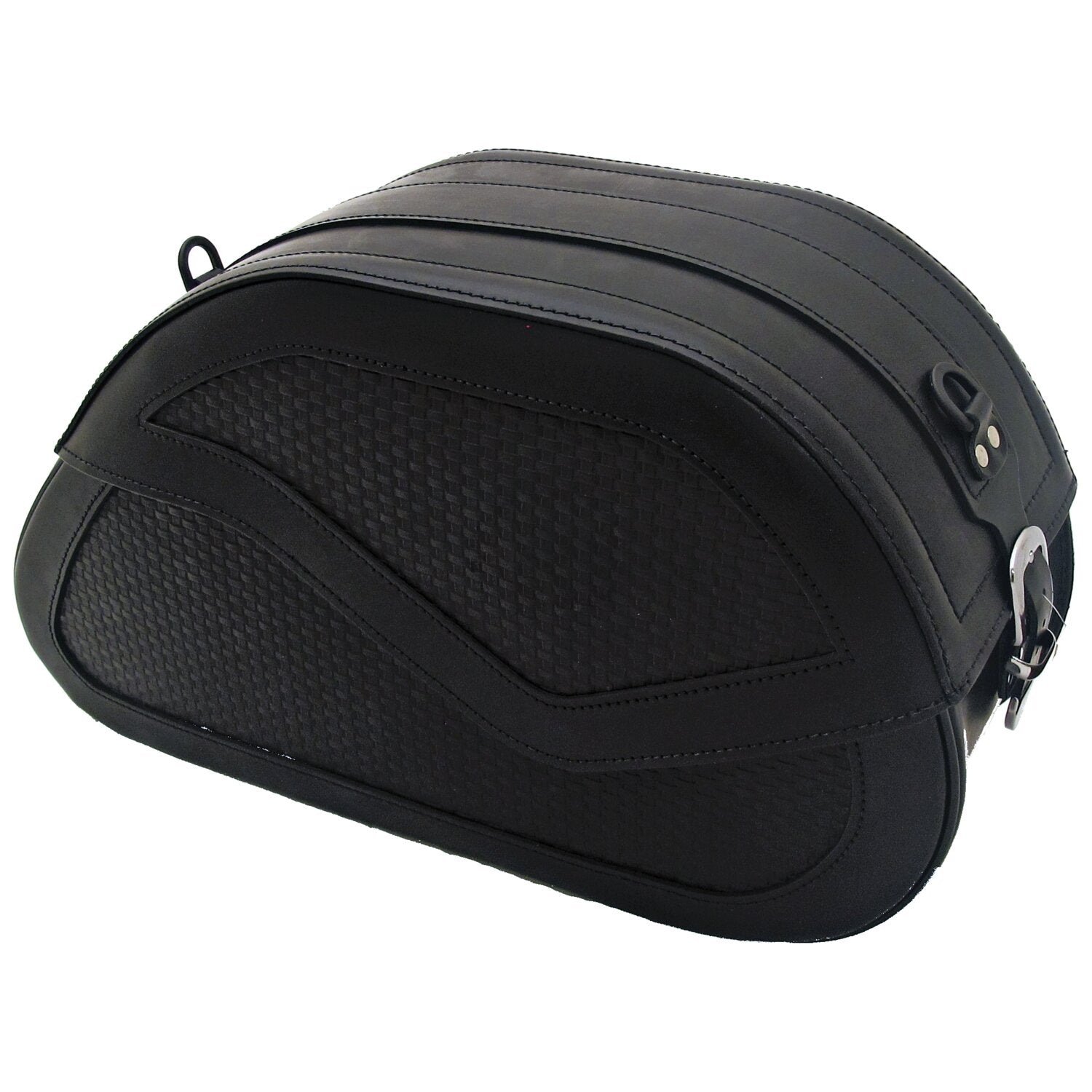 MCS reinforced rigid leather saddlebag set - BW - 33 liter